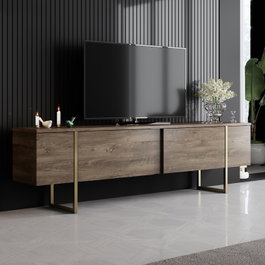 Hanah Home Mueble de TV Luxe - Nogal, Oro